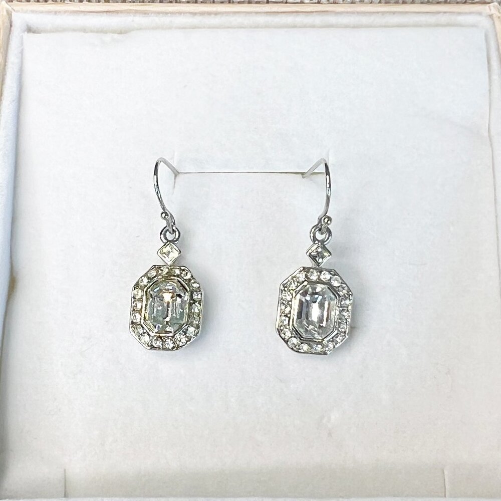 Vintage CZ and Silver drop earrings
